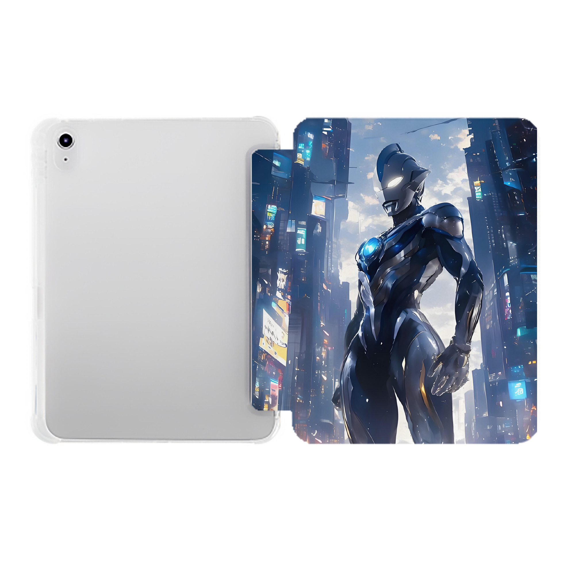 （画像用） ウルトラマン Ultraman IPad ケース ペン収納付き 三つ折りスタンド PUレザー×シリコン 対応機種9.5/10.5/10.9インチ